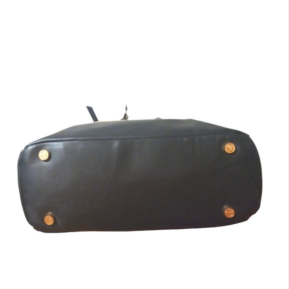 Spartina 449 Black and White Leather and Linen Shoulder Bag Tote - Picture 4 of 15